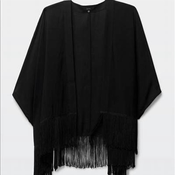 NWOT Aritzia Talula Black Kimono with Fringe - Picture 1 of 8